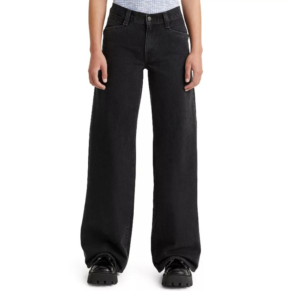 Levi's Womens Black Baggy Wide-Leg Jeans 29